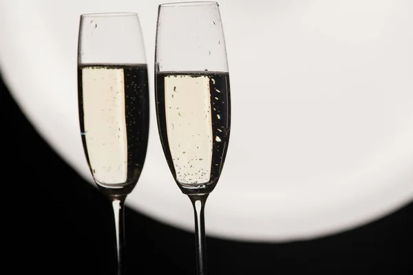 Two champagne glasses ready to bring in the New Year — Stock Photo, Image