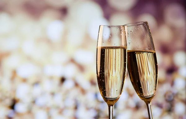 Two champagne glasses ready to bring in the New Year — Stock Photo, Image