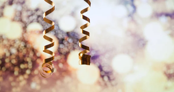Ribbons and holiday lights - new year celebrations — Stock Photo, Image