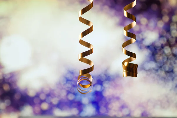 Ribbons and holiday lights - new year celebrations — Stock Photo, Image