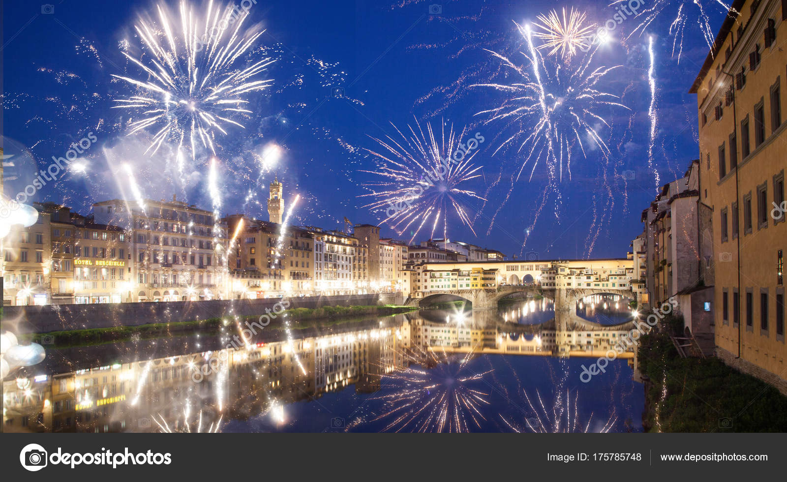 Celebrating New year's eve in Florence, Italy explosive firewo