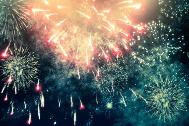 Yeni yıl ve kopya alanı - soyut tatil backgrou havai fişek