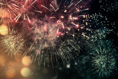 Yeni yıl ve kopya alanı - soyut tatil backgrou havai fişek