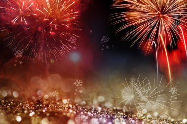Yeni yıl ve kopya alanı - soyut tatil backgrou havai fişek