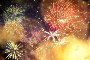 Yeni yıl ve kopya alanı - soyut tatil backgrou havai fişek