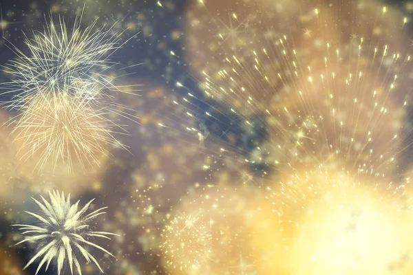 Fireworks at New Year and copy space - abstract holiday backgrou — Stock Photo, Image