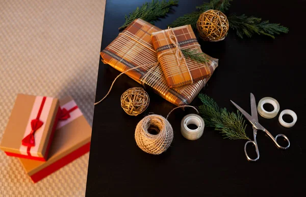 Noel hediyelerini paketliyorum.