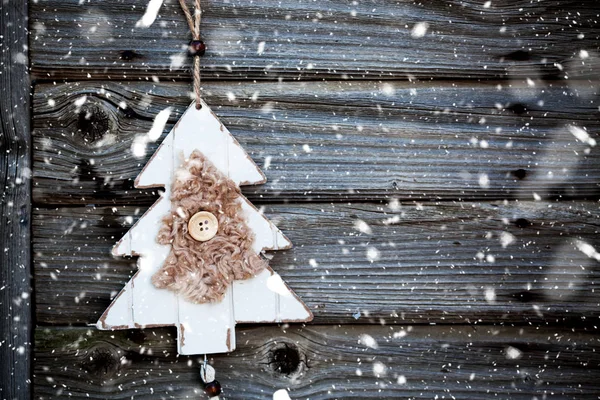 Vintage wooden christmas decoration hanging - rustic holiday bac — Stock Photo, Image