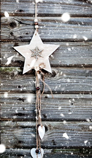 Vintage houten kerst decoratie opknoping - rustieke Vakantiewoningen bac — Stockfoto