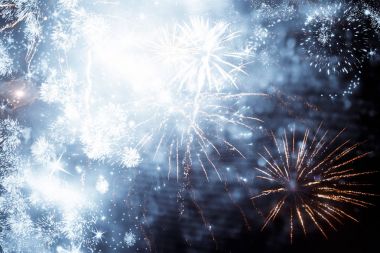 Yeni yıl ve kopya alanı - soyut tatil backgrou havai fişek