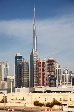 Dubai, Birleşik Arap Emirlikleri - Şubat 2018: haliyle Dubai Downtown gökdelenler