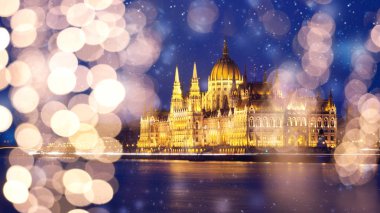 Budapeşte, Macaristan 'da kar yağışı- şehirde kış