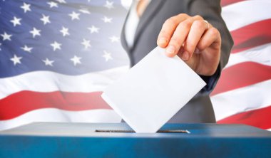 ABD 'de seçimler - oylama ve Amerikan bayrağı