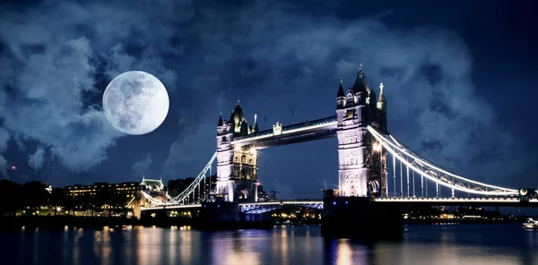 Full Moon Tower Bridge London Nights — Stock Photo, Image