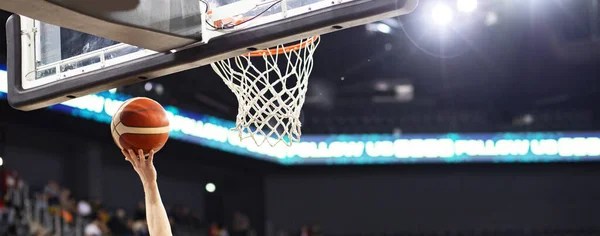 Panorama Scring Basketbalové Utkání Sporty Soutěže Pozadí — Stock fotografie