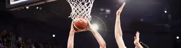 Panorama Van Scring Een Basketbal Spel Sport Competitie Achtergrond — Stockfoto