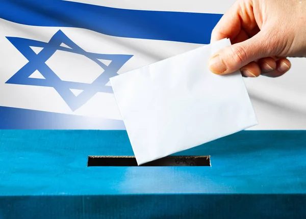 Israel Elections Hand Putting Vote Ballot — Stock Photo, Image