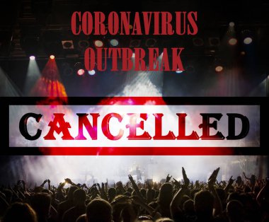 public event cancelled - crowd at concert - coronavirus measures clipart