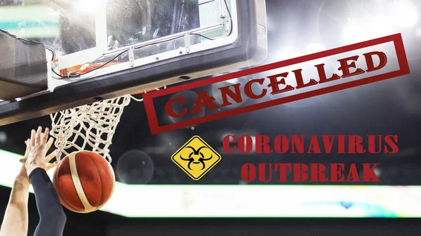 Coronavirus Wereldwijde Strijd Basketbal Spelletjes Opgeschort — Stockfoto