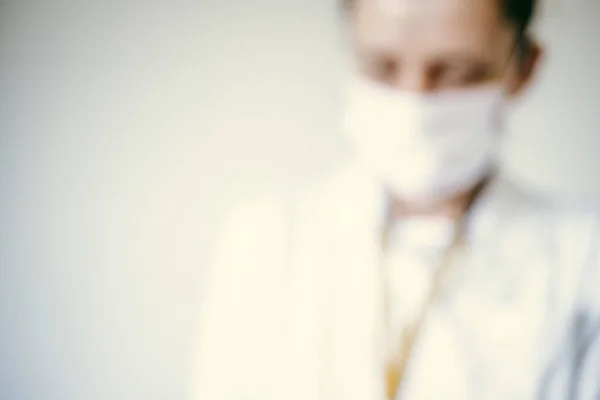 Blurred Image Doctor Wearing Mask — Stock Photo, Image