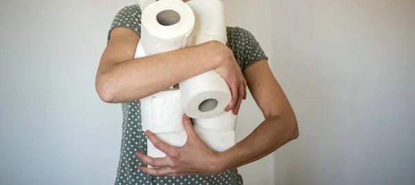 Covid Panik Beim Kauf Von Toilettenpapier — Stockfoto