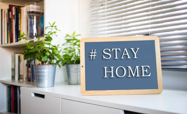 Coronavirus Quote Stay Home Lives Grey Board Sign Message Self — Stock Photo, Image