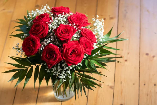 Boeket Van Rode Rozen Symbool Van Liefde — Stockfoto