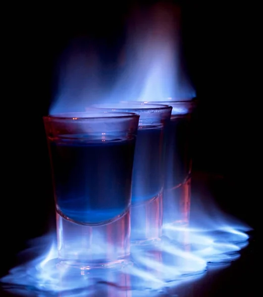 Hot Shot Glasses Standing Bar Counter — Stock Photo, Image