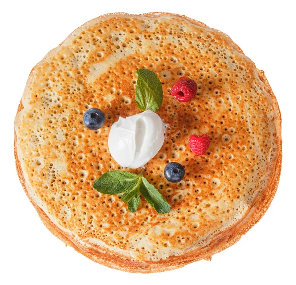 The top view on pancakes with holes. — Stock Photo, Image