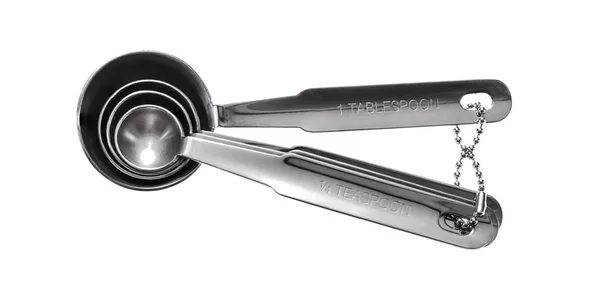 Metal kaşık farklı boyutlarda ölçme kümesi. WH izole