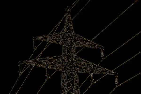 Computer artwork Outdoor power lines — Stock Photo, Image