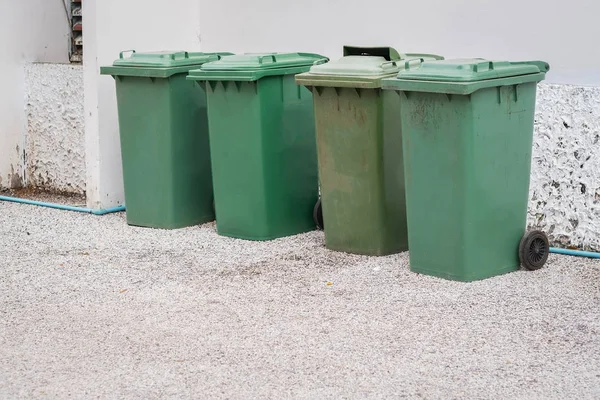 Green bins in the street — Stock Photo, Image