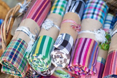 Peştemallı kumaş, geleneksel peştemal Tayland ipekten yapılmış,