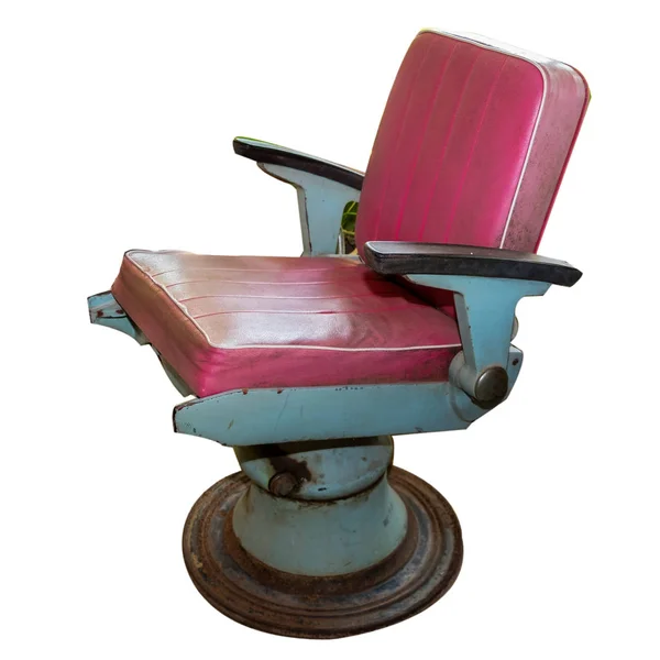 Alte Vintage roter Stuhl Friseur isoliert auf weißem Hintergrund mit cl — Stockfoto