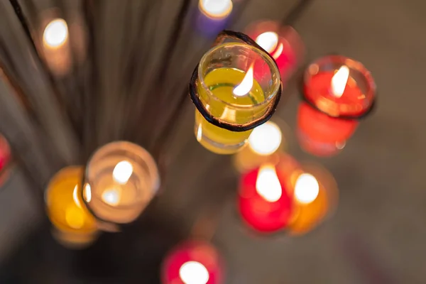 group of colorful beeswax candle