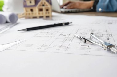 Çalışma alanı'na yukarıdan nesnelerde mühendislik bir görüntü. İnşaat 