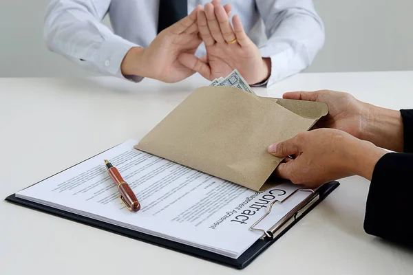 Hand giving money to other hand. anti Corruption concept — Stock Photo, Image