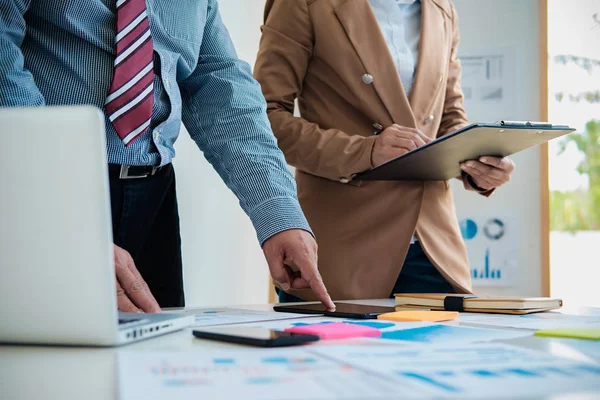 Business Working Office Laptop Documents His Desk Business Concept — Stock Photo, Image