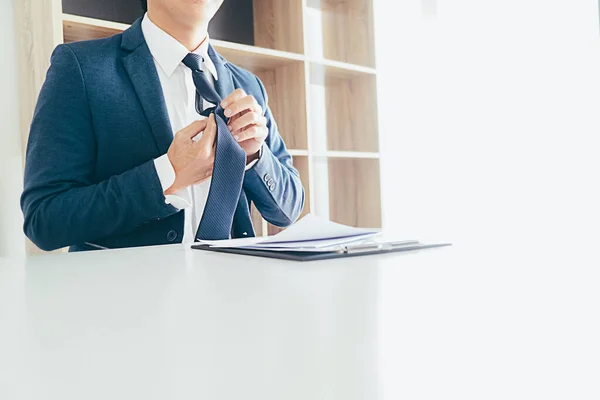 Sad Dismissed Businessman Sitting Office Losing His Job — Stock Photo, Image