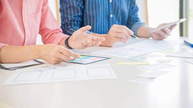 Uygulama planlaması ve şablon düzeni, cep telefonu için çerçeve geliştirme yaratıcı Web Tasarımcısı. Kullanıcı deneyimi (Ux) kavramı.
