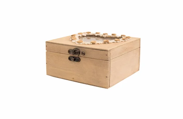 Dřevěný box pro ukládání materiálů pro kreativitu — Stock fotografie