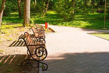 gün batımında Park bankında