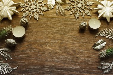 Dekoratif ahşap arka plan christmas kompozisyonu.