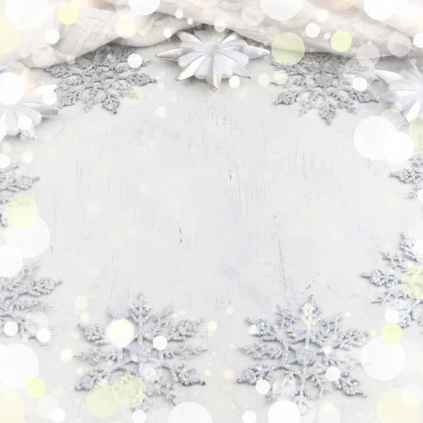 Keret dekoratív hópelyhek a karácsony. Square — Stock Fotó