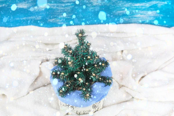 Árbol de Navidad decorativo en una olla . — Foto de Stock