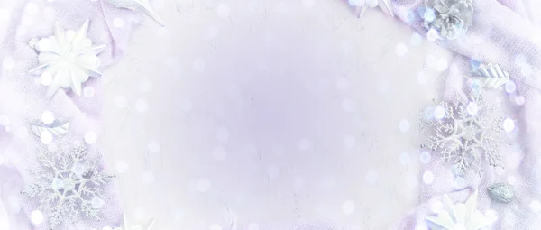 Banner Férias festivas fundo com luz delicada efeito bokeh e desenho Neve decorativa . — Fotografia de Stock