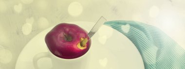 Afiş meyve çay beyaz Kupası Apple'dan kapaklı.