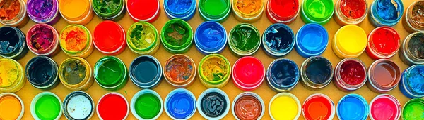 Banner Set Materiali Creatività Disegno Hobby Colori Artistici Tavolozza Lezioni — Foto Stock