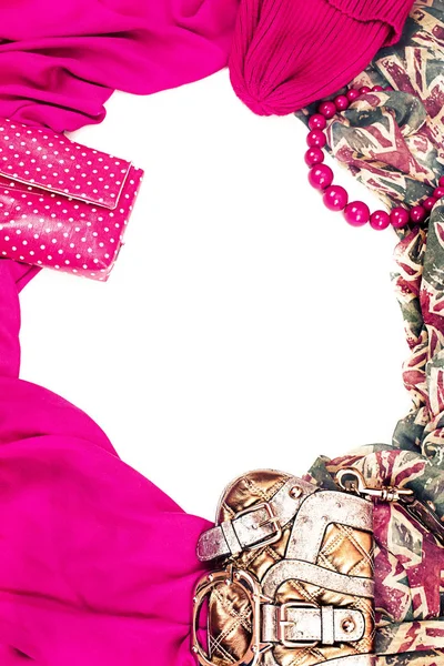 Декоративная Драпировочная Рама Текстиля Женщины Аксессуары Шарф Розовый Узор Британский — стоковое фото