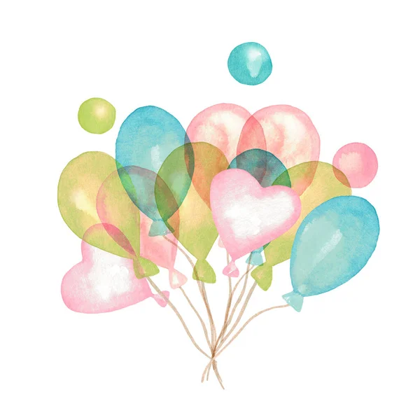 Renkli Suluboya Balonlar Doğum Günü Parti Davetiye Kartları Anneler Günü — Stok fotoğraf